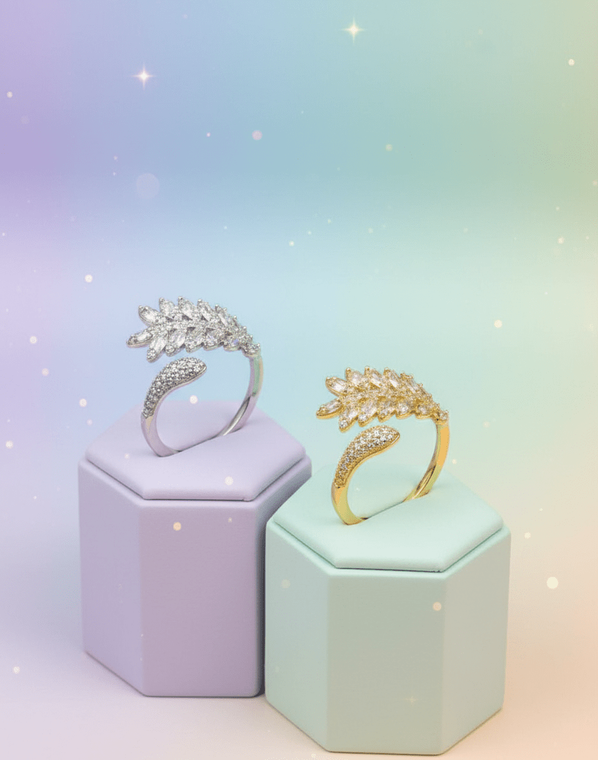 Crystal Leaf Ring