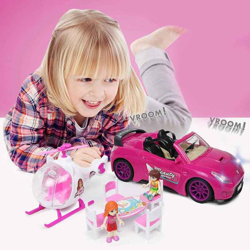 Fashion Sport Car & Helicopter Play Set