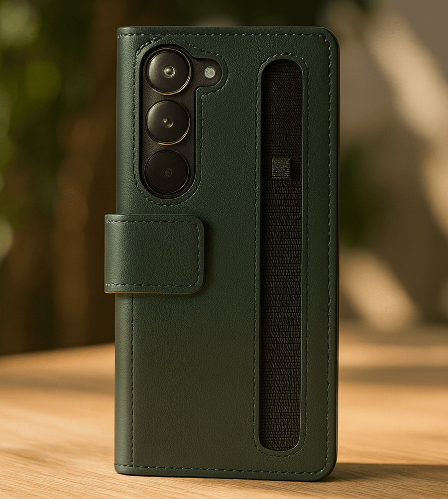UrbanGrip Leather Folio Hand‑Strap Case