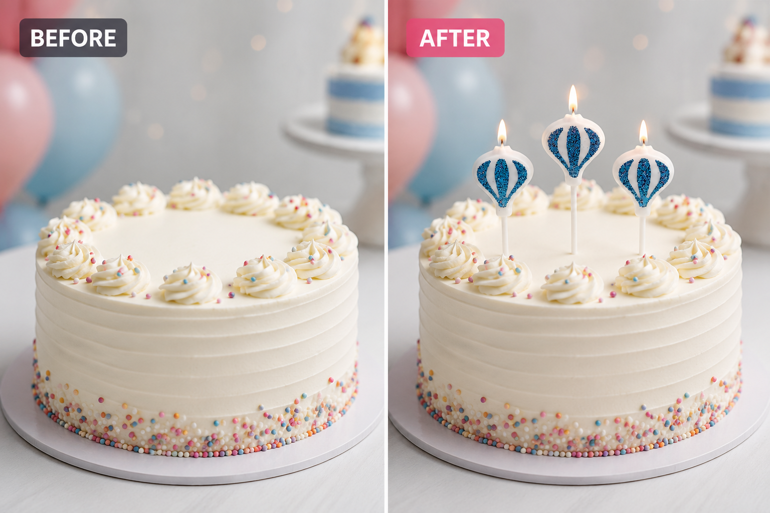 Glitter Balloon Cake Candles