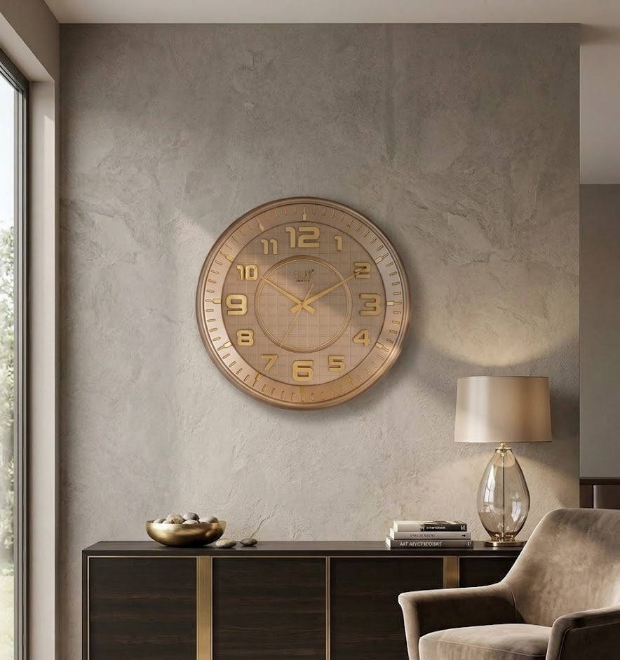 Luxury Bronze Grid Clock