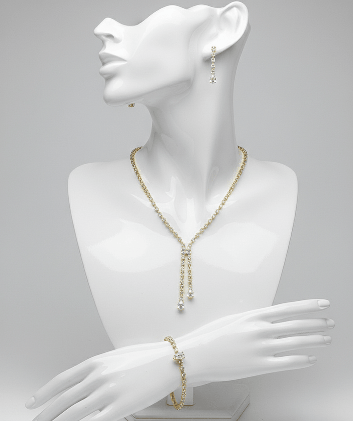 Elegant Teardrop Crystal Jewelry Set